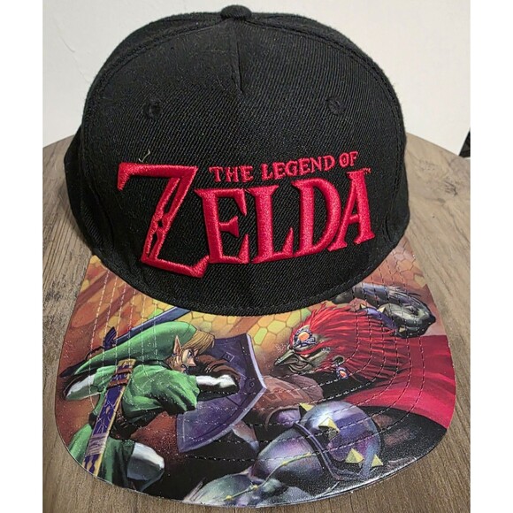 HTF New NINTENDO Legend of Zelda BlackRed Embroidered Logo Snapback Hat Cap RARE - Picture 1 of 9